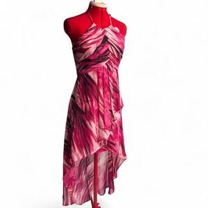 Y2k Pink and Black Halter Dress Small